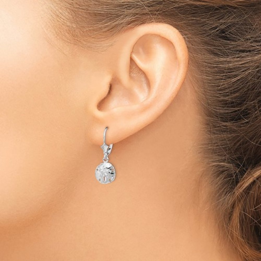 925 Sterling Silver Sand Dollar Dangle Earrings
